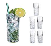 Relaxdays Verre à Cocktail, en lot Pratique de 6, Volume : 300 ML, Convient au Lave-Vaisselle, Transparent