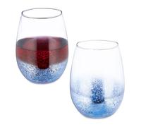 Relaxdays Verre à vin en Lot de 2, sans Pied, Volume pour Chaque : 500 ML, Lavable au Lave-Vaisselle, Bleu