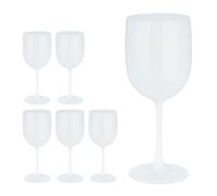 Relaxdays Verre à vin en Plastique, Lot de 6, Plastique Robuste, sans BPA, 400 ML, réutilisable, Camping, Blanc
