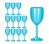 Relaxdays Verre à vin en Plastique, Lot de 12, sans BPA, Volume : 250 ML, Robuste, Camping, réutilisable, Turquoise
