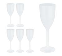 Relaxdays Verre à vin en Plastique, Lot de 6, Plastique Robuste, sans BPA, 220 ML, réutilisable, Camping, Blanc