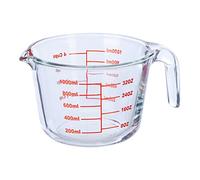 Relaxdays Verre mesureur 1 L – Résistant chaleur & micro-ondes, gradué ml/oz/cups, transparent