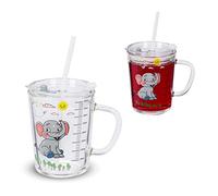 relaxdays Set de 2 verres pour enfants avec motif d'éléphant