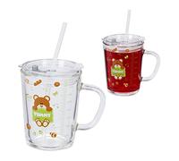 relaxdays Lot de 2 verres pour enfants avec motif ourson