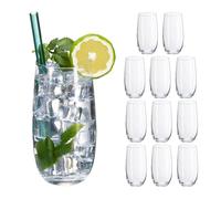 Relaxdays Verre Pratique en Lot de 12, Convient au Lave-Vaisselle, pour Le jus, la Limonade, 520 ML, Transparent