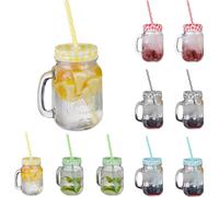 relaxdays Verres à boire colorés avec couvercle, lot de 10