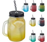 relaxdays Verres à boire colorés avec couvercle, set de 8 verres