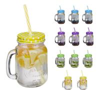 Jarres avec couvercle bocaux colorés 12 pièces 500 ml jarres rétro lavable