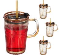 relaxdays Verres à boire, set de 4 avec anse