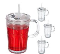 relaxdays Verres à boire, set de 4 avec anse