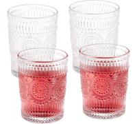 relaxdays Verres à boire vintage, set de 4 verres de 300 ml