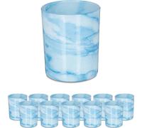 relaxdays Verres à bougie à chauffe-plat bleus, set de 12 pièces