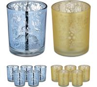 relaxdays Verres à bougie à chauffe-plat or argent en set de 12 pièces