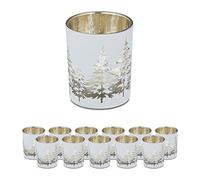 relaxdays Porte-bougies à chauffe-plat Sapin, set de 12 pièces