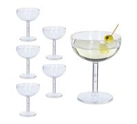 Relaxdays Verres à Cocktail, Lot de 6, en Plastique, sans BPA (bisphénol), réutilisables, 400 ML, Transparent