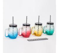 Relaxdays Verres avec couvercle, lot de 4, ananas