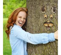 Relaxdays Visage Arbre Lapin Décoration Tronc 5 Pièces Motif Lièvre Mignon Déco De Jardin Multicolore