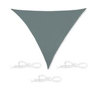 relaxdays Voile d’ombrage Triangle, imperméable, Anti-UV, tendeurs, terrasse, Balcon,4 x 4 x 4 m, Gris