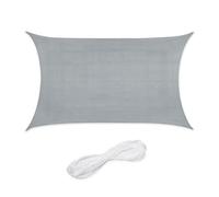 Relaxdays Voile d'ombrage rectangulaire, 2 x 3 m, Toile ombrage, Tissu PE-HD, avec tendeurs, Gris Clair