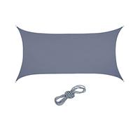 Relaxdays Voile d'ombrage rectangulaire, 2x4 m, Tissu PES, imperméable, concave, Toile Soleil avec Cordes, Gris foncé
