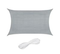 Relaxdays Voile d'ombrage rectangulaire, 3 x 4 m, Toile ombrage, Tissu PE-HD, avec tendeurs, Gris Clair