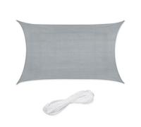 Relaxdays Voile d'ombrage rectangulaire, 2 x 3 m, Toile ombrage, Tissu PE-HD, avec tendeurs, Gris Clair