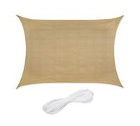 Relaxdays Voile d'ombrage rectangulaire, 2 x 4 m, Toile ombrage, Tissu PE-HD, avec tendeurs, Beige