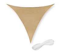 Relaxdays Voile d'ombrage Triangulaire, 3x3x3 m Toile Anti-Chaleur, Tissu PE-HD, Protection UV, Beige