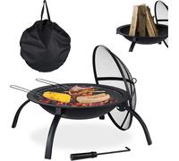 relaxdays XL Bac à feu avec accessoires pour barbecue