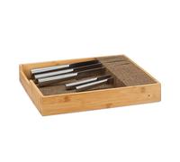 Relaxdays 10022169_60 Couteaux tiroir en Bois Range-Couverts Extensible Cuisine Bambou, Naturel, 33,5 x 38 x 6,5 cm