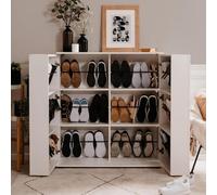 RELAXE DESIGN Meuble à chaussures avec 2 portes et 8 étagères, 24 paires de chaussures, cm H110-100x33,8 (Blanc)