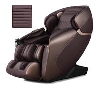 Relaxe Fauteuil de Massage Électrique Zéro Gravité SL Track, Fauteuil Shiatsu Inclinable avec 12 Modes Prédéfinis Système de Chauffage Massage à Air Intégré Commande Vocale Haut-parleur (Brun)
