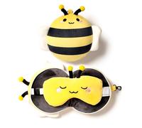 Relaxeazzz Coussin de Voyage avec Masque Abeille - Animaux Doux