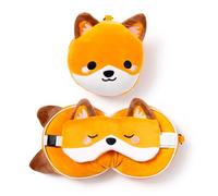 Relaxeazzz Coussin de Voyage avec Masque Finnik Le Renard - Animaux Doux