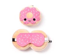 Relaxeazzz Coussin de Voyage Peluché 2-en-1 avec Masque Yeux Adorasnacks - Donut