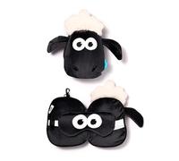 Relaxeazzz Coussin de Voyage Peluché 2-en-1 avec Masque Yeux Shaun, Le Mouton