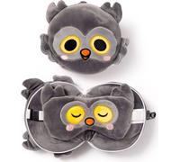 Relaxeazzz peluche Adoramals Winston hibou coussin de voyage rond & masque pour les yeux