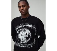Relaxed Boxy Brushed Graphic Eye Jacquard Knitted Jumper homme - noir - XS, noir