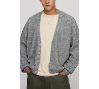 Relaxed Boxy Fit Mixed Boucle Knitted Cardigan homme - gris - M, gris