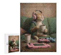 Relaxed Cat with Coffee and Gaming Setup Puzzle 1000 Pièces Educa Jouet en Bois Cadeau Unique Décoration Intérieure Jeu Éducatif Challenge Toy Adultes Et Enfants À Partir De 14 Ans 500 PCS