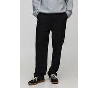 Relaxed Fit Half & Half Waistband Tweed Trouser homme - noir - L, noir
