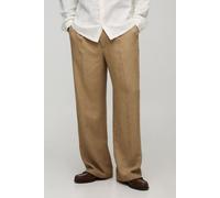 Relaxed Fit Half & Half Waistband Tweed Trouser homme - taupe - S, taupe