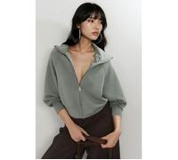 Relaxed Fit Zippered Sweatshirt L