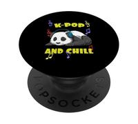 Relaxed Panda Kpop and Chill Korean Music Vibes PopSockets PopGrip Adhésif