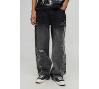 Relaxed Raw Edge Applique Denim Jeans homme - gris - 34R, gris