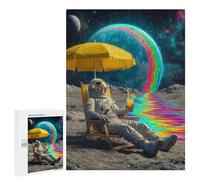 Relaxing Astronaut on The Moon with Rainbow Puzzle 1000 Pièces Educa Jouet en Bois Cadeau Unique Décoration Intérieure Jeu Éducatif Challenge Toy Adultes Et Enfants À Partir De 14 Ans 500 PCS