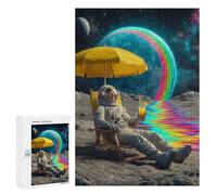 Relaxing Astronaut on The Moon with Rainbow Puzzle 1000 Pièces Educa Jouet en Bois Cadeau Unique Décoration Intérieure Jeu Éducatif Challenge Toy Adultes Et Enfants À Partir De 14 Ans 300 PCS