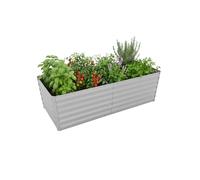 RelaxRelaxdays Bac Potager surélevé, Fer galvanisé, Fleurs, Plantes & légumes, H60×L200×P100 cm, Gris Clair