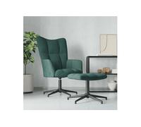 vidaXL Chaise de relaxation avec tabouret Vert foncé Velours
