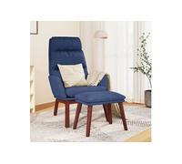 vidaXL Relaxstoel met voetenbank stof blauw3097567 G